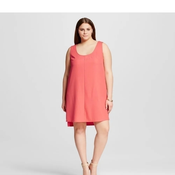 The Vanity Room Plus Size Shift Dress Coral Orange 2X - Picture 1 of 2